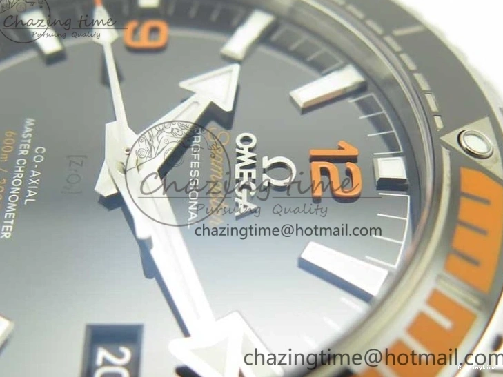 0420 Planet Ocean 43.5mm SS VSF 1:1 Best Edition Black Orange Bezel Black Dial on SS Bracelet A8900 Super Clone Breathable 8003